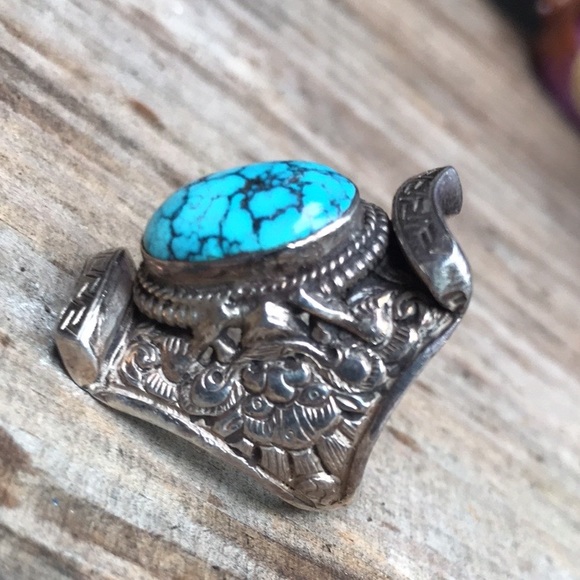 Vintage Spiderweb Turquoise sterling silver ring. - Picture 5 of 9
